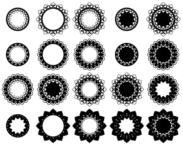 Ensemble Vecteurs Éléments Mandala Ronds Décoratifs Stylisés Lignes Très Détaillées — Image vectorielle
