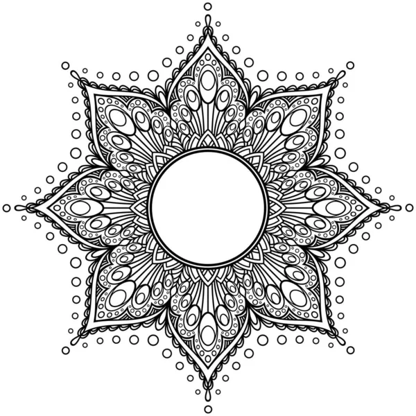 Cadre Mandala Tatouage Design Complexe Élément Décoration Pour Les Pages — Image vectorielle