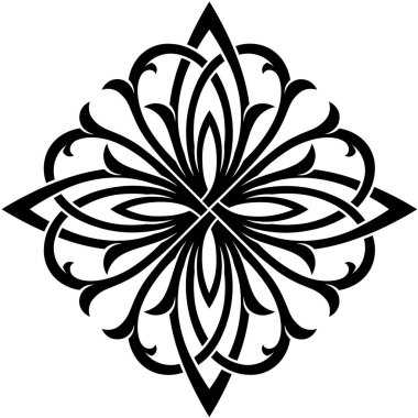 Kalpli Viktoryen Gotik süs deseni. Tarzlı, karmaşık dairesel tasarım silueti tipi. Sevgililer Günü, düğün dekorasyonu, aşk sembolü. Yazdırma ya da işleme için son derece detaylı ve doğru satırlar