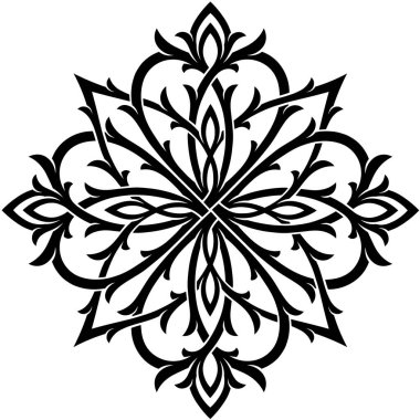 Kalpli Viktoryen Gotik süs deseni. Tarzlı, karmaşık dairesel tasarım silueti tipi. Sevgililer Günü, düğün dekorasyonu, aşk sembolü. Yazdırma ya da işleme için son derece detaylı ve doğru satırlar