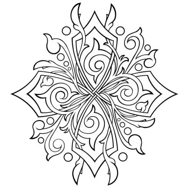 Süslü Viktorya Dönemi Gotik Haçı. Dövme, tasarım ve dekorasyon elementleri sanat tipi. Yazdırma ya da işleme için son derece detaylı ve doğru satırlar