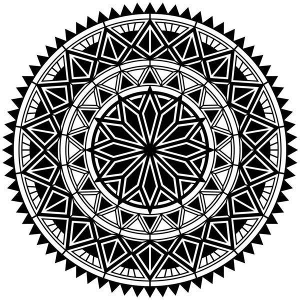 Törzsi Mandala Nagyon Részletes Kör Polinéziai Design Tetoválás Design Dekoráció — Stock Vector