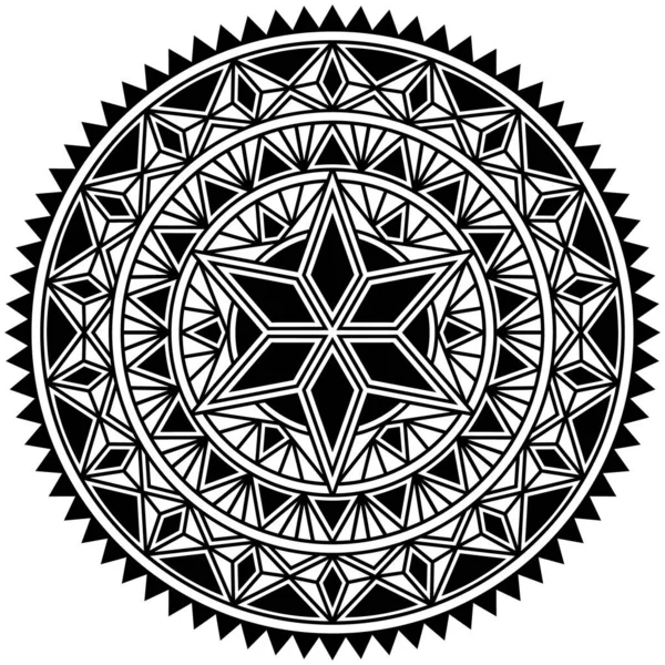 Een Stammandala Zeer Gedetailleerd Cirkel Polynesisch Ontwerp Tatoeëren Design Decor — Stockvector