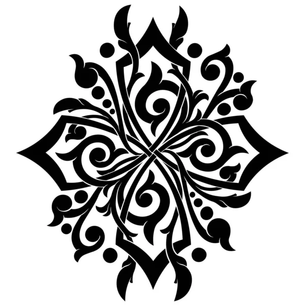Viktoriánus Gótikus Kereszt Díszítő Elemekkel Tetoválás Design Dekorációs Elem Stencil — Stock Vector
