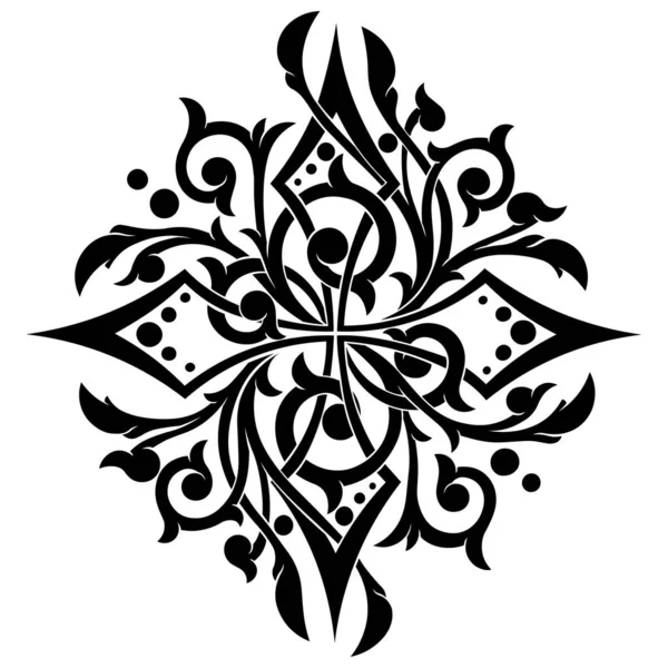 Викторианский Готический Крест Декоративными Элементами Татуировка Дизайн Декор Элементов Трафарета — стоковый вектор