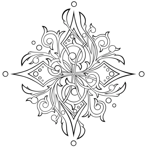Вікторіанський Готичний Хрест Декоративними Елементами Татуювання Дизайн Елементи Декору Лінії — стоковий вектор