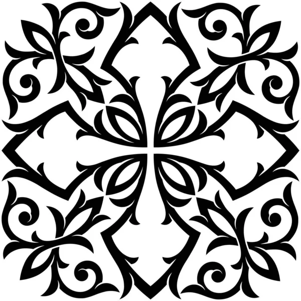 Вікторіанський Готичний Хрест Декоративними Елементами Татуювання Дизайн Елементи Декору Типу — стоковий вектор