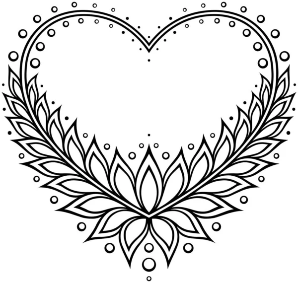 ビクトリア朝のゴシック様式の心臓は装飾的なパターンを形作りました ハート ラインアートのタイプの刺繍された複雑なフレームの設計 バレンタインと結婚式の装飾 愛のシンボル 印刷物または彫版のための非常に詳細で正確なライン — ストックベクタ