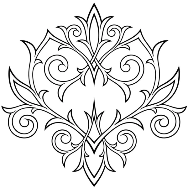 维多利亚时期哥特式心形装饰图案 风格复杂的设计与心脏 线条艺术类型 情人节和婚礼装饰 爱情的象征 用于印刷或雕刻的高度详细和准确的线条 — 图库矢量图片