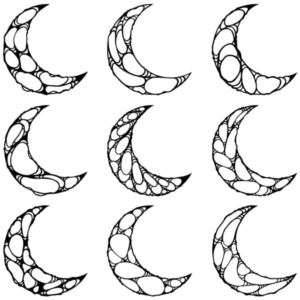 Croissant Lune Stylisé Avec Toile Araignée Tatouage Design Élément Décoration — Image vectorielle