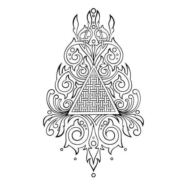 Стилизованный Викторианский Готический Орнамент Рисунком Клетки Треугольной Формы Элемент Дизайна — стоковый вектор