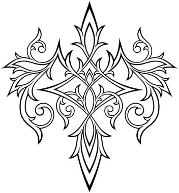 Stylized Victorian Gothic ornament. Intricate design elements, decor, tattoo, line art type. Highly detailed and accurate lines for print or engraving clipart