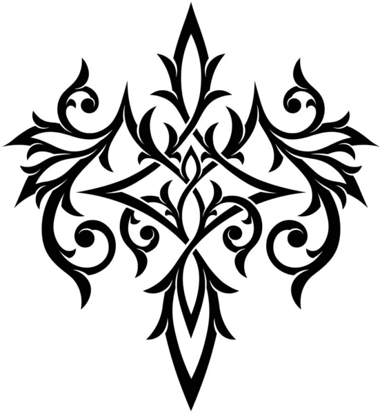 Stylizovaná Viktoriánská Gotická Ozdoba Složitý Designový Prvek Dekor Tetování Silueta — Stockový vektor