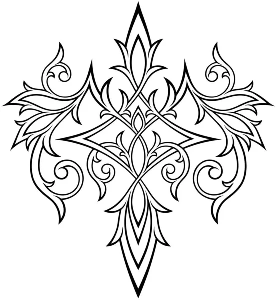 Stylized Victorian Gothic Ornament Intricate Design Elements Decor Tattoo Line — Stock Vector