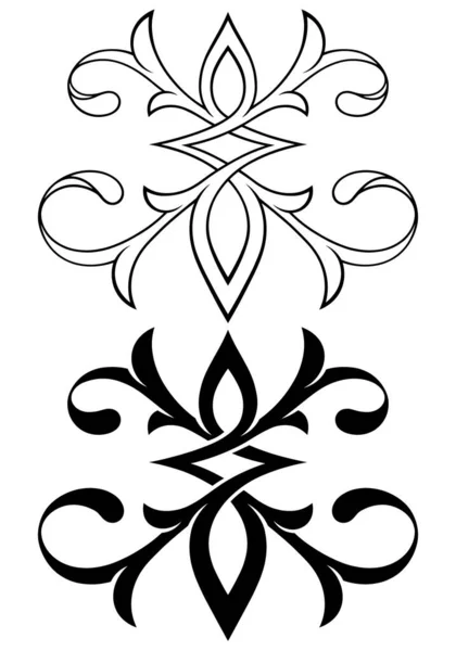 ビクトリア様式のゴシック様式 無電気設計要素 入れ墨 シルエットおよび輪郭の選択 印刷物または彫版のための非常に詳細で正確なライン — ストックベクタ