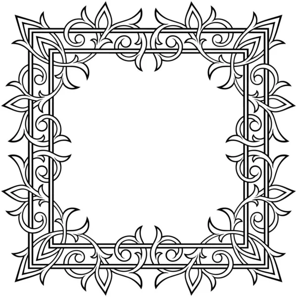 Patrón Ornamental Forma Cuadrada Gótica Victoriana Diseño Marco Intrincado Estilizado — Archivo Imágenes Vectoriales