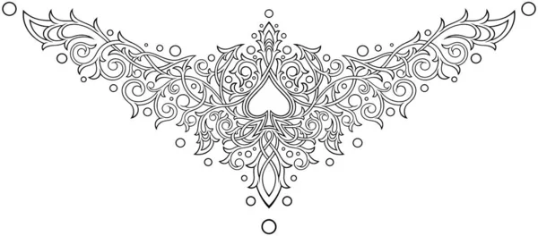 Estilizado Padrão Ornamental Gótico Vitoriano Com Espadas Tatuagem Sob Peito — Vetor de Stock