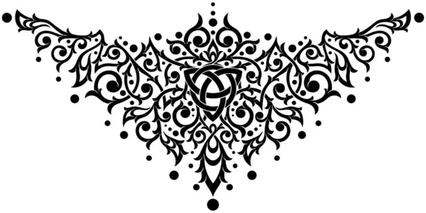 Stylizowany Wiktoriański Gotycki Wzór Ozdobny Triquetrą Tatuaż Pod Piersią Naszyjnik — Wektor stockowy