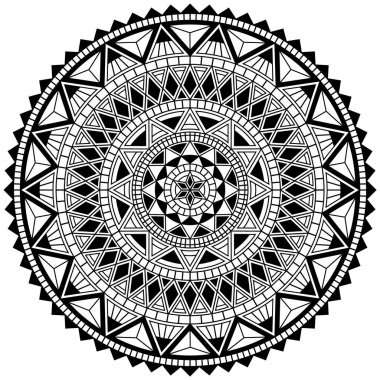 Kabile mandala 'sı. Oldukça detaylı çember polinezya tasarımı. Dövme, tasarım ve dekor öğesi, boyama kitabı sayfaları. Yazdırma ya da işleme için son derece detaylı ve doğru satırlar