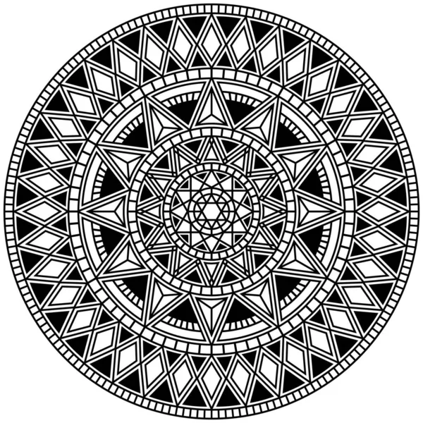 Kabile Mandala Oldukça Detaylı Çember Polinezya Tasarımı Dövme Tasarım Dekor — Stok Vektör