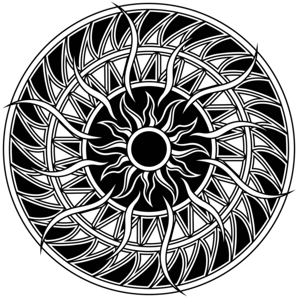 Mandala Tribale Design Polinesiano Cerchio Altamente Dettagliato Tatuaggio Elemento Design — Vettoriale Stock