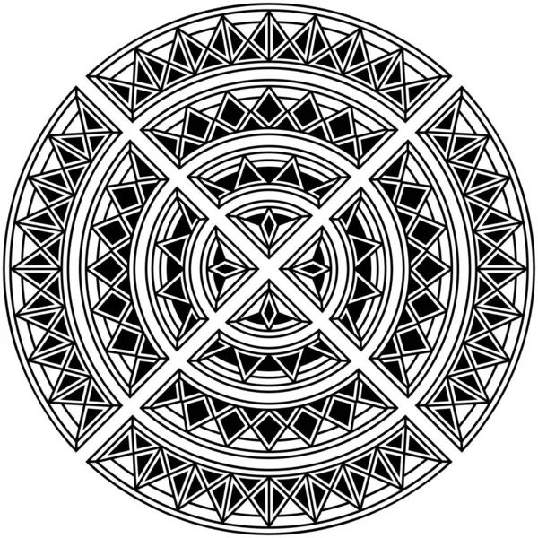 Племенная Мандала Высоко Детализированный Полинезийский Рисунок Окружности Татуировка Элемент Дизайна — стоковый вектор