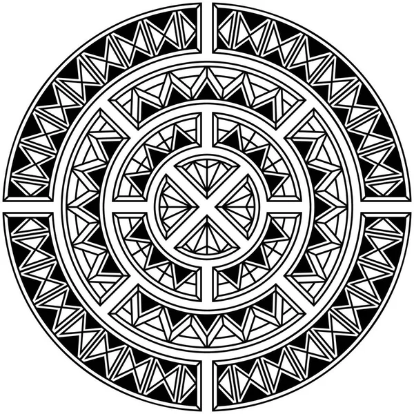 Mandala Tribal Conception Polynésienne Cercle Très Détaillée Tatouage Élément Conception — Image vectorielle