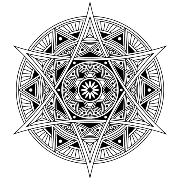 Plemienna Mandala Bardzo Szczegółowy Okrągły Wzór Polinezyjski Tatuaż Projekt Element — Wektor stockowy