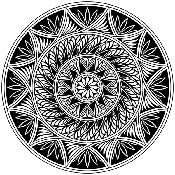 Een Stammandala Zeer Gedetailleerd Cirkel Polynesisch Ontwerp Tatoeëren Design Decor — Stockvector