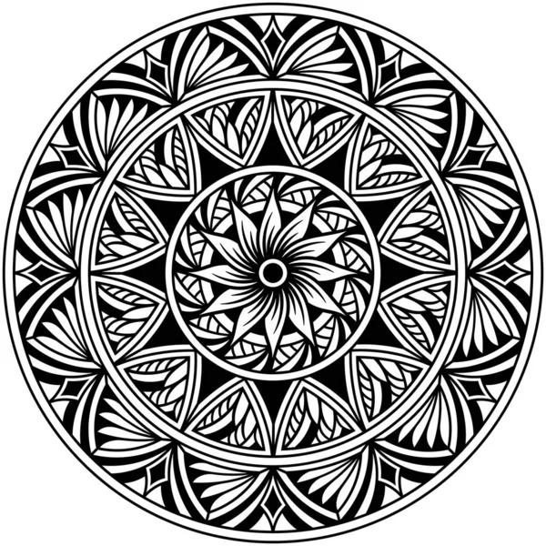 Stammesmandala Sehr Detailliertes Kreisförmiges Polynesisches Design Tätowierung Design Und Dekorelemente — Stockvektor