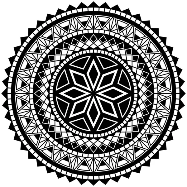 Kabile Mandala Oldukça Detaylı Çember Polinezya Tasarımı Dövme Tasarım Dekor — Stok Vektör