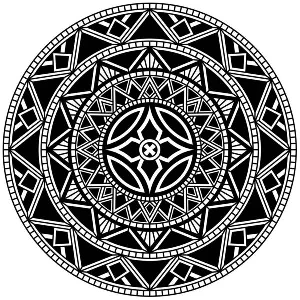 Törzsi Mandala Nagyon Részletes Kör Polinéziai Design Tetoválás Design Dekoráció — Stock Vector