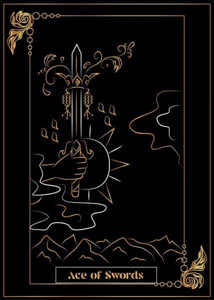 Illusztráció Kártya Tarot Ace Swords — Stock Vector