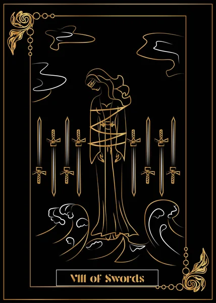 Ilustración Tarjeta Para Tarot Viii Las Espadas Ilustraciones De Stock Sin Royalties Gratis