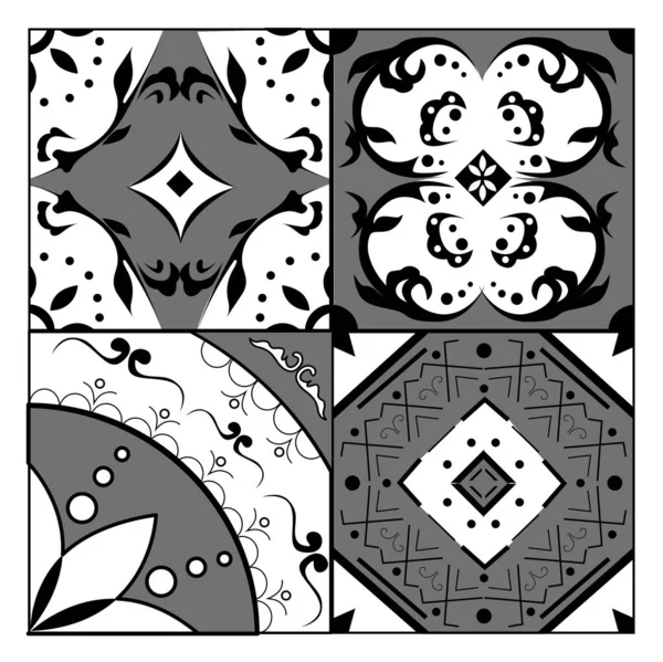 Набор Узоров Геометрическим Орнаментом Стиле Ретро — стоковый вектор