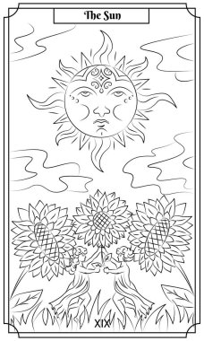 İllüstrasyon - Tarot için Kart - Güneş kartı.