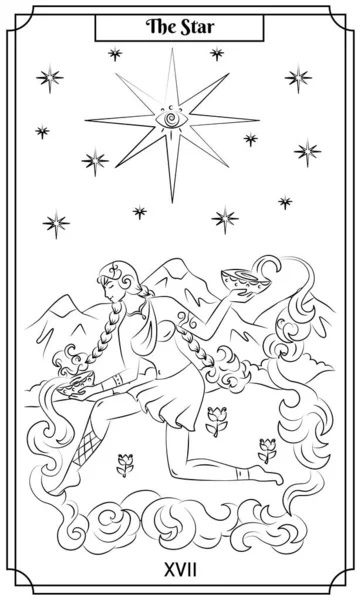 Die Abbildung Karte Für Tarot Die Sternenkarte — Stockvektor
