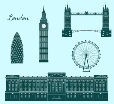 Londra temasında düz tasarım tarzında illüstrasyon.