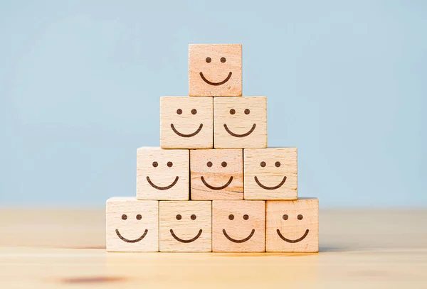 Calificación Servicios Empresariales Concepto Satisfacción Del Cliente Sonriente Cara Feliz — Foto de Stock