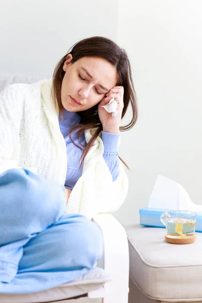 Sick Woman Resting Home — Stock Photo, Image