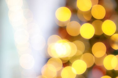 Bulanık sarı Noel ışıkları ile bokeh, kopyalama alanı