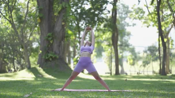 Bahçede Yoga Yapan Asyalı Bir Kadın Yaşam Tarzı Spor Sağlık — Stok video