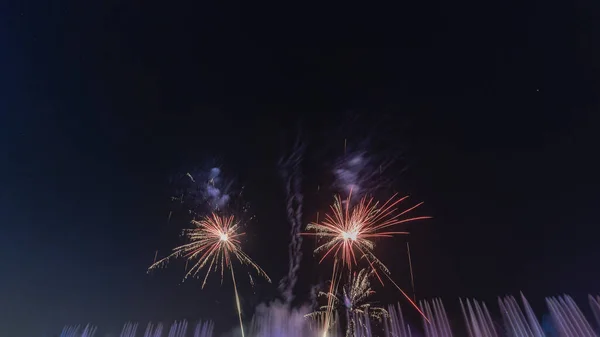 Fireworks Black Background Frame Border Golden Sparks Firecrackers Isolated New — Stock Photo, Image