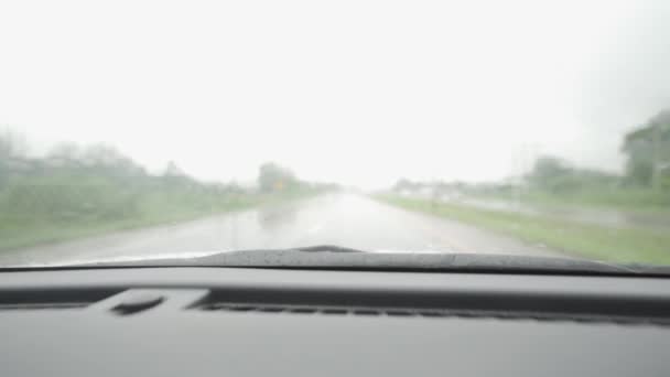Video Shot Car Driving Rain Road Day Thailand Chiang Mai — Vídeo de stock