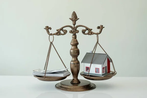 House on the scales of injustice and the hammer Real Estate Law and Auction Concepts, Real Estate Auction Houses
