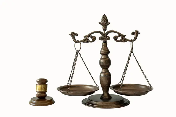 Escalas Justiça Poleiro Juiz Conceito Lei — Fotografia de Stock