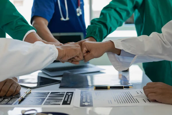 Cooperation Teamwork Hospital Success Trust Team Scientific Cooperation Agreement Handshake — Stock Photo, Image