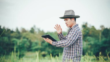 Genç çiftçiler pirinç çeşitlerinin tarlalarında geliştirilmesi ve araştırılması için tabletleri kullanıyorlar. Pirinç üretimi araştırmalarının verimliliğini arttırmak için. Akıllı çiftçilik ekimi kontrol etmek için teknolojiyi kullanır.