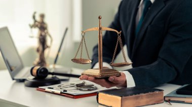 Close up of lawyer, judge gavel with justice lawyer concept of law, advice and justice.