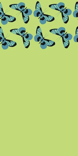 Motýli Třepotají Vápencově Zeleném Pozadí Skvělé Pro Oblečení Domácí Dekorace — Stockový vektor